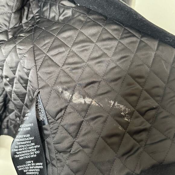 Alice + Olivia Saul Shearling-Collared Wool Blend Trench Coat Black Size Small - Picture 10 of 11